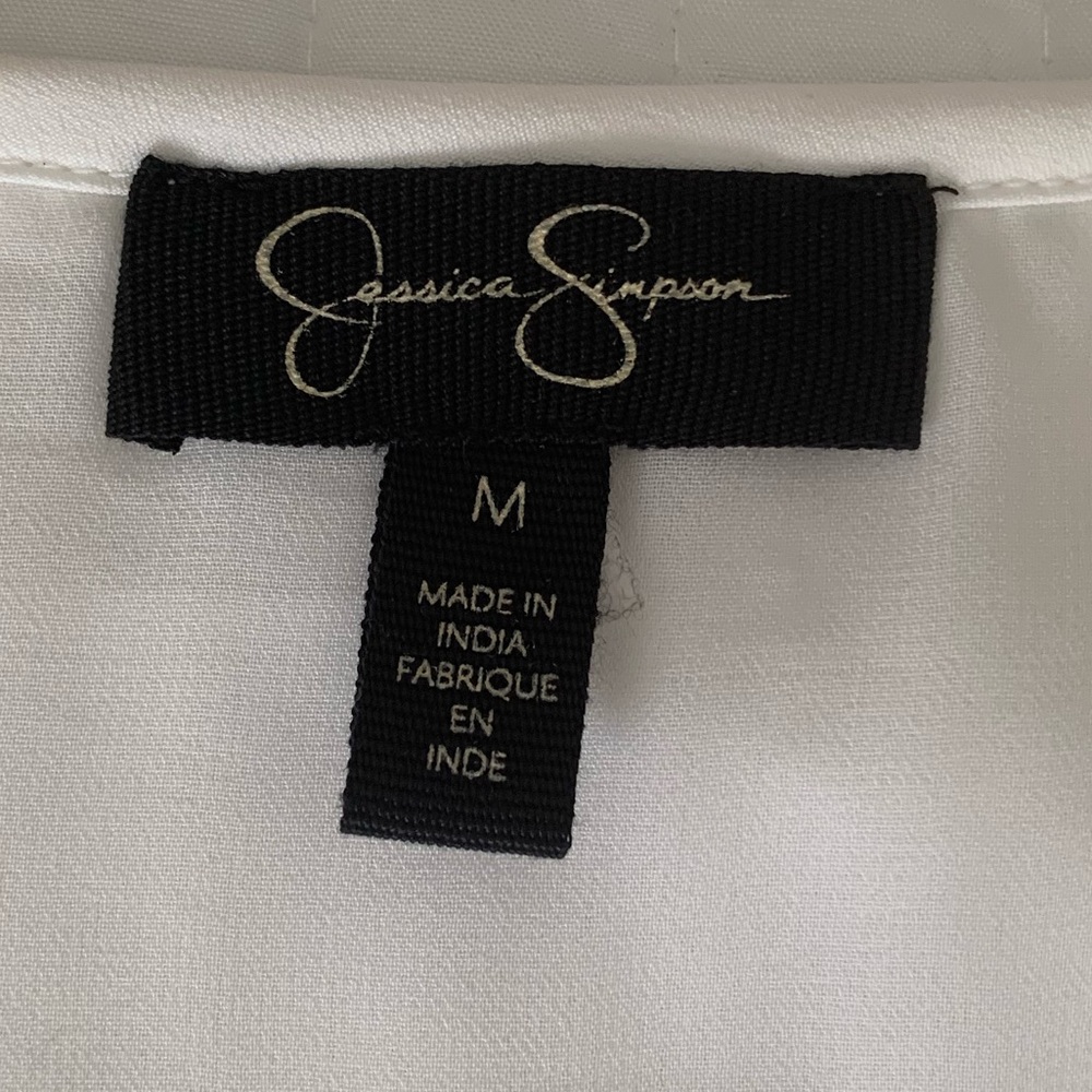 Jessica Simpson Tank Top Women’s M White Silver Blouse Sequin Beaded Sleeveless - Picture 15 of 16